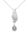thumb Fashion Tiny Crystals-covered Wing Imitation Pearl Alloy Necklace 1