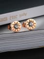 thumb Fashion Tiny Rose Gold Plated Zircon Round Stud Earrings 1