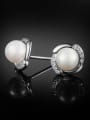 thumb Fashion White Artificial Pearl Cubic Zirconias Stud Earrings 1