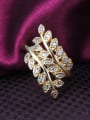 thumb Anti-allergic 18K Gold Plated Leaf Shaped Zircon Ring 1