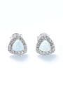 thumb Fashion Tiny Triangle Opal stone Cubic Zirconias 925 Silver Stud Earrings 2