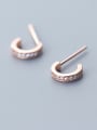 thumb 925 Sterling Silver With Silver Plated Personality C-shaped Stud Earrings 2