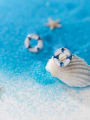 thumb 925 Sterling Silver With Silver Plated Ocean Wind Round Hollow Stud Earrings 0