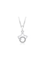 thumb Copper Alloy White Gold Plated Simple Flower Zircon Necklace 0