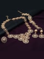 thumb Alloy Imitation-gold Plated Vintage style Hollow Flowers CZ Four Pieces Jewelry Set 1