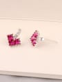 thumb Qing Xing Square Red Corundum Exclusive Customization Cluster earring 2