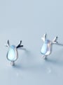 thumb 925 Sterling Silver With Silver Plated Cute Christmas elk Stud Earrings 1
