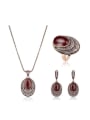 thumb Alloy Antique Gold Plated Vintage style Artificial Stones Oval Three Pieces Jewelry Set 0