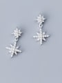 thumb 925 Sterling Silver With Silver Plated Fashion Rays Star Stud Earrings 1