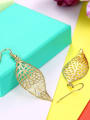 thumb Exaggerated 18K Gold Leaf Shaped Stud hook earring 2