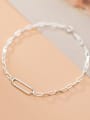 thumb 925 Sterling Silver With Platinum Plated Simplistic Hollow Geometric Bracelets 1