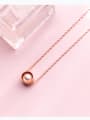 thumb Pure silver simple round rose gold synthetic pearl collarbone chain 2
