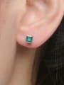 thumb Square-shape Small Stud Earrings with Agate 1