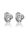 thumb Rose Gold Plated Heart Shaped Zircon Clip Earrings 1