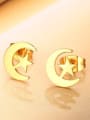 thumb Fresh Gold Plated Moon Shaped Titanium Stud Earrings 2