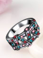thumb Colorful Black Gun Plated Crystal Knitted Ring 1