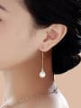 thumb Simple White Imitation Pearl Copper Drop Earrings 1