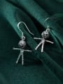 thumb 925 Sterling Silver With Antique Silver Plated Skull Doll Hook Earrings 2