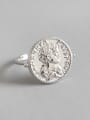 thumb 925 Sterling Silver Retro portrait geometric round coin free size ring 0