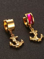 thumb Exquisite Pink Gold Plated Rhinestones Drop Earrings 1