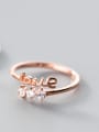 thumb Exquisite Monogrammed Shaped S925 Silver Rhinestone Ring 2