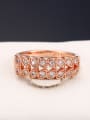 thumb Double Lines Leaves Rose Gold Plated Ring with Zircons 3