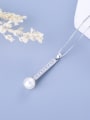 thumb Simple Freshwater Pearl Shiny Zirconias 925 Silver Pendant 2