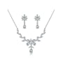 thumb Copper With Platinum Plated Delicate Flower  Earrings And Necklaces 2 Piece Jewelry Set 1