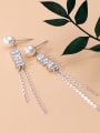 thumb 925 Sterling Silver With Platinum Plated Trendy Geometric Tassel Earrings 4
