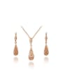 thumb Alloy Rose Gold Plated Fashion Rhinestone Water Drop Two Pieces Jewelry Set 0