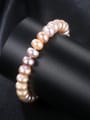 thumb Sterling Silver 8-9mm flat mixed color natural freshwater pearl bracelet 1