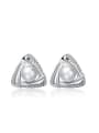 thumb Charming Triangle Shaped Artificial Pearl Stud Earrings 0