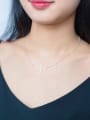 thumb S925 Silver Lady ECG Heart Clavicle Short Necklace 2