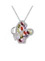 thumb Butterfly Colorful Zircon Upscale White Gold Plated Necklace 0