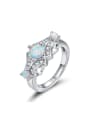 thumb Blue Opal White Gold Plated Alloy Ring 0