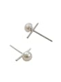 thumb Simple White Freshwater Pearl Silver Stud Earrings 0