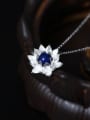thumb Lotus Flower Blue Stone Women Necklace 0