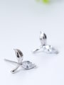 thumb Tiny Leaves Marquise Zircon 925 Silver Stud Earrings 1