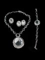thumb Oval Artificial Crystal Colorfast Four Pieces Jewelry Set 1