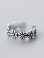 thumb S925 silver retro style flowers opening ring 0