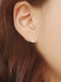 thumb Asymmetrical Little Moon Star Cubic Rhinestones Silver Stud Earrings 1