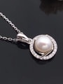 thumb Freshwater Pearl Zircon Round Pendant 1