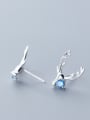 thumb 925 Sterling Silver With Silver Plated Cute Antler Stud Earrings 1
