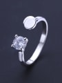 thumb Simple Cubic Zircon Tiny Round 925 Silver Opening Ring 2