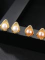 thumb Pure silver shell design freshwater pearl gold earring 3