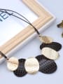 thumb Exaggerated Artificial Leather Oval Pendant Alloy Necklace 2