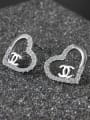 thumb Fashion Hollow Heart Tiny Cubic Zirconias 925 Silver Stud Earrings 2