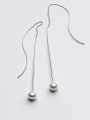 thumb Elegant Wave Shaped Black Pearl Silver Line Earrings 1