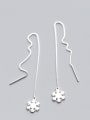 thumb All-match Snowflake Shaped S925 Silver Line Earrings 0