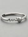 thumb Simple Tiny Heart Water Wave 925 Silver Opening Ring 0